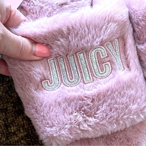 JUICY COUTURE Faux Fur Slides Sandals Women's SIZE X-LARGE XL 11 Mauve Pink NEW - Picture 6 of 9
